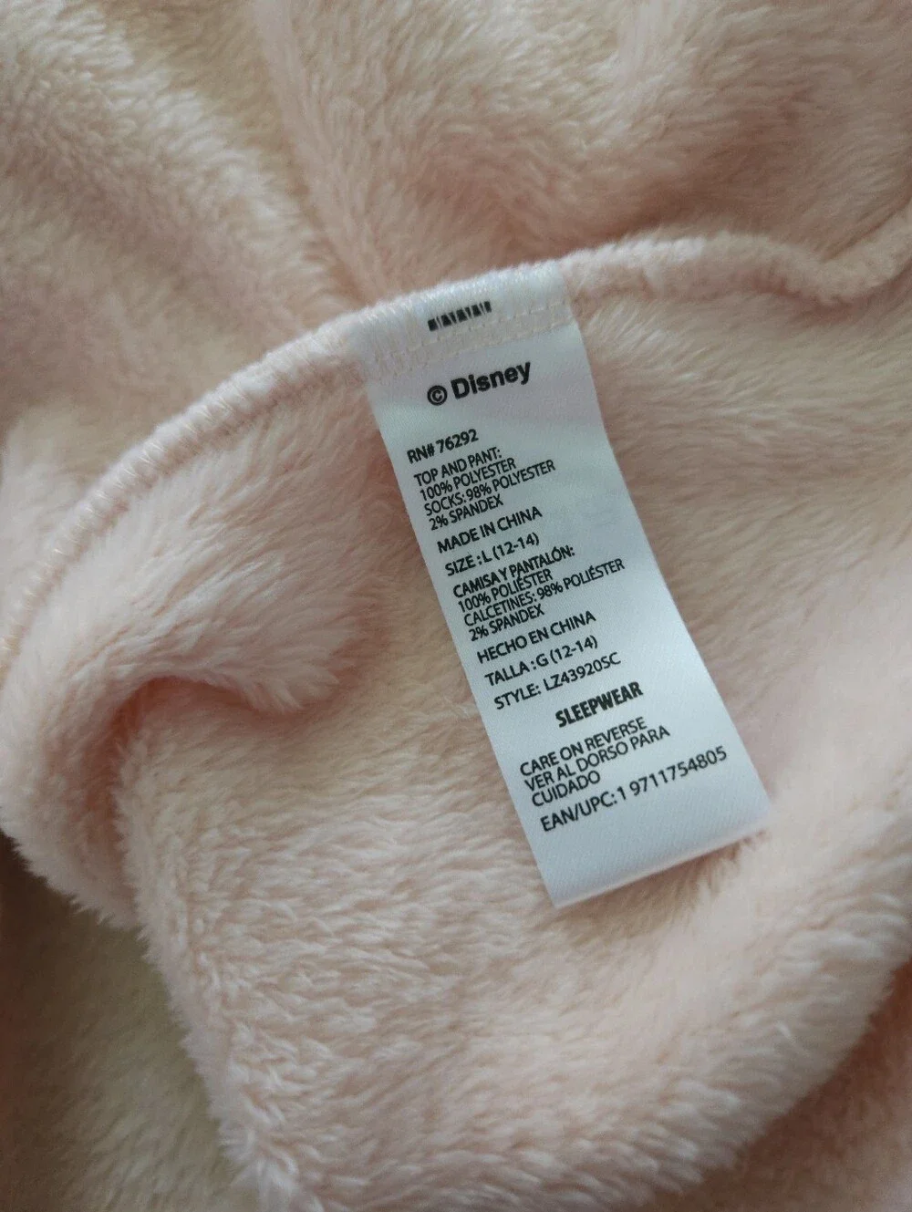 DISNEY Peach Plush Minnie Mouse Pullover, L - Picture 5 of 6